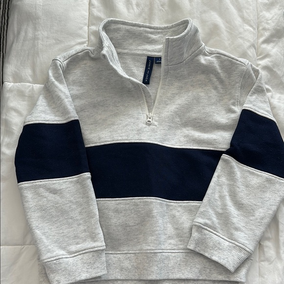 Toddler Grey and Navy Half-Zip Sweater - Picture 1 of 2